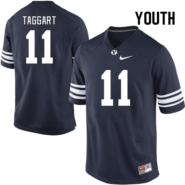 Youth #11 Harrison Taggart BYU Cougars College Football Jerseys Stitched Sale-Navy